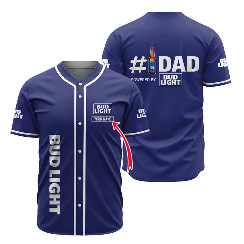 Personalized Bud Light #Dad Baseball Jersey - Flexiquor.com