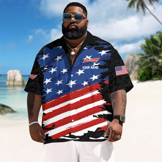 Personalized Budweiser Freedom Eagle Men's Plus Size Hawaiian Shirt - Flexiquor.com