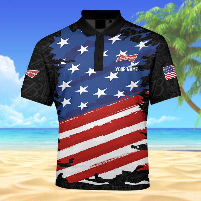 Personalized Budweiser Freedom Eagle Polo Shirt - Flexiquor.com