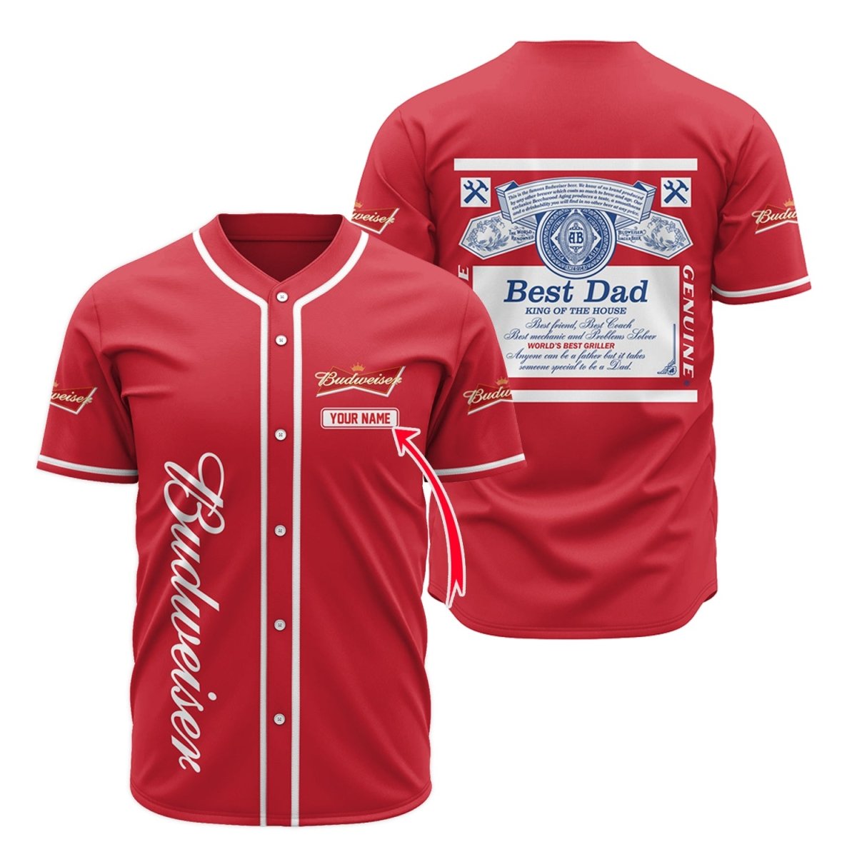 Personalized Budweiser Happy Father's Day Baseball Jersey - Flexiquor.com