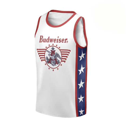 Personalized Budweiser White Stars Men's Tank Top - Flexiquor.com