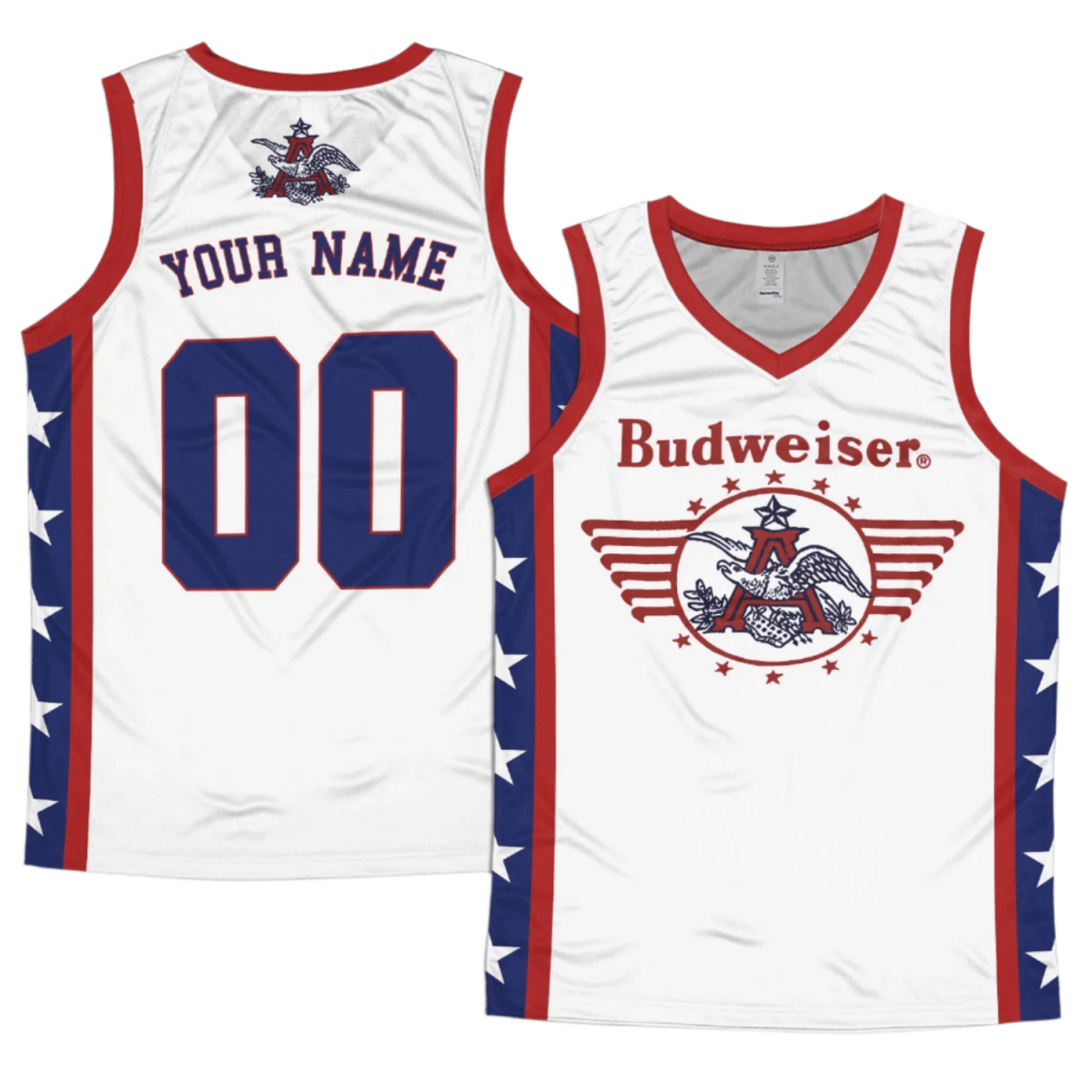 Personalized Budweiser White Stars Men's Tank Top - Flexiquor.com