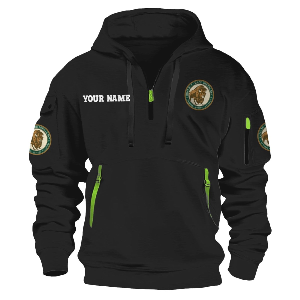 Personalized Buffalo Trace Half Zip Hooded Sweatshirt - Flexiquor.com