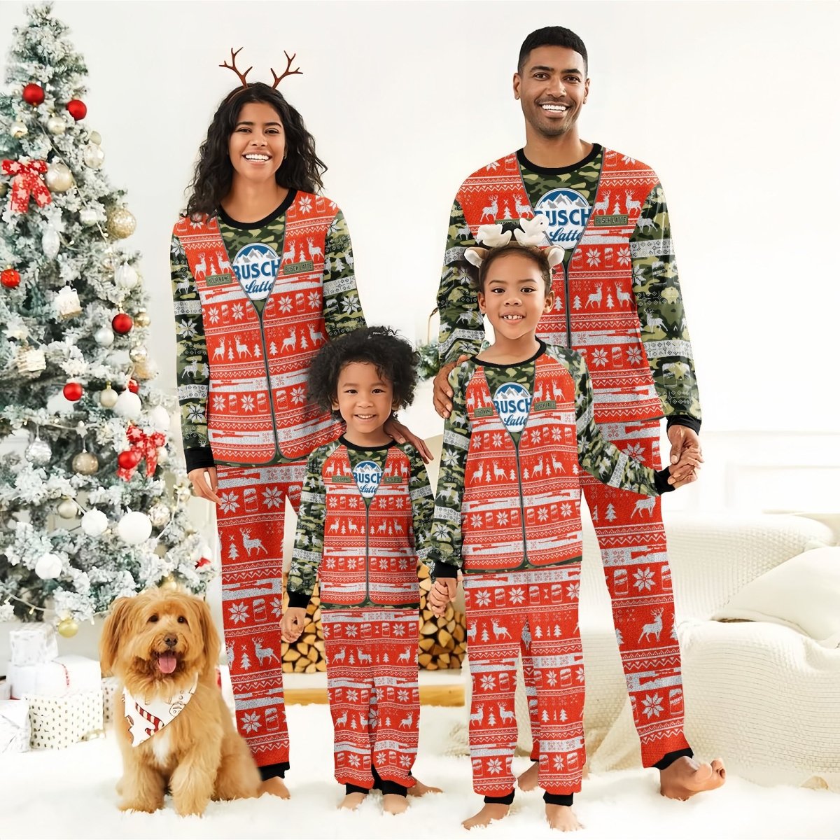 Personalized Busch Latte Camo Xmas Family Pajamas Set - Flexiquor.com