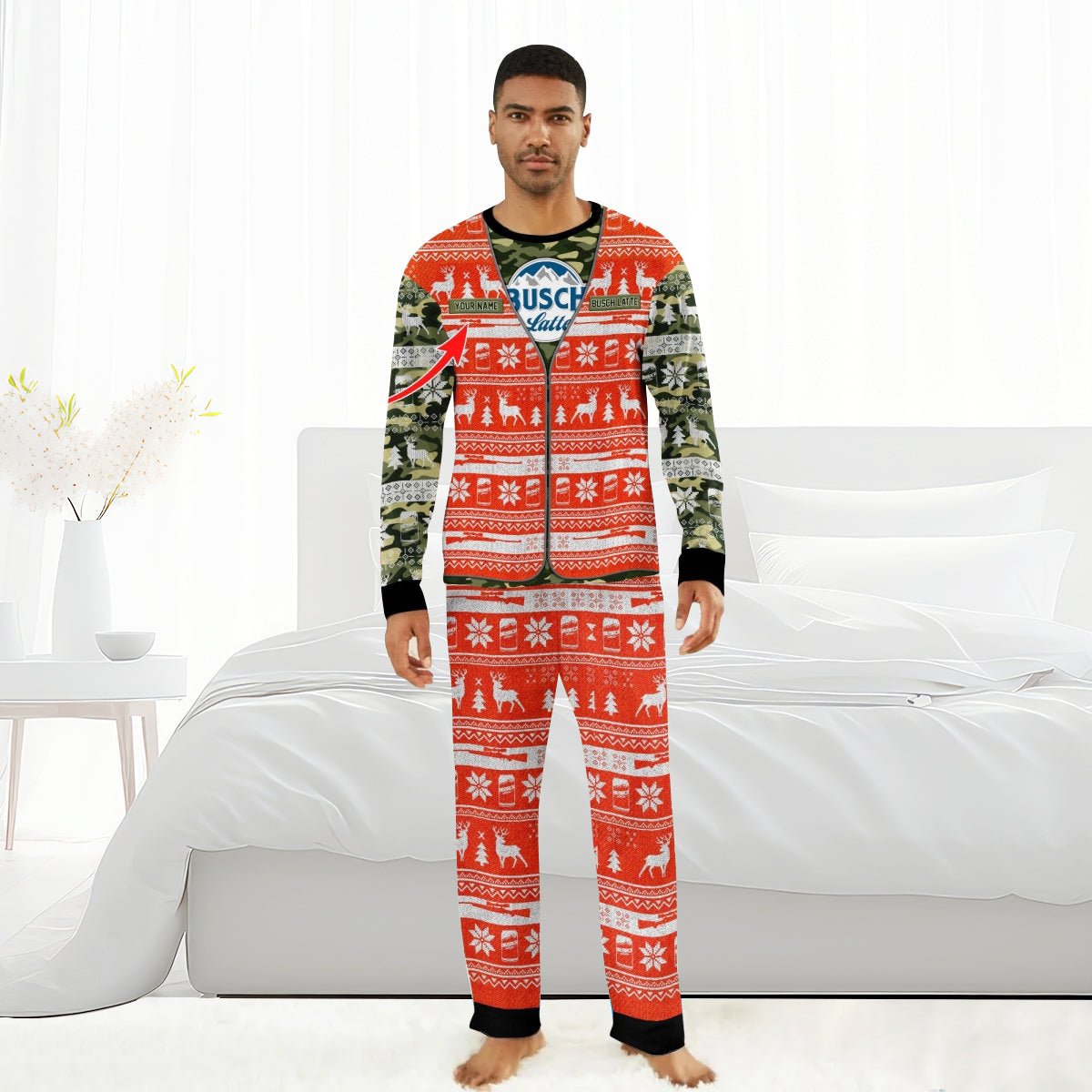 Personalized Busch Latte Camo Xmas Family Pajamas Set - Flexiquor.com