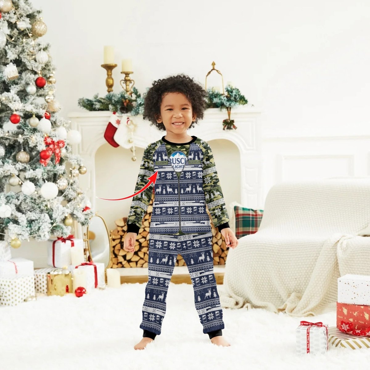 Personalized Busch Light Camo Xmas Family Pajamas Set - Flexiquor.com