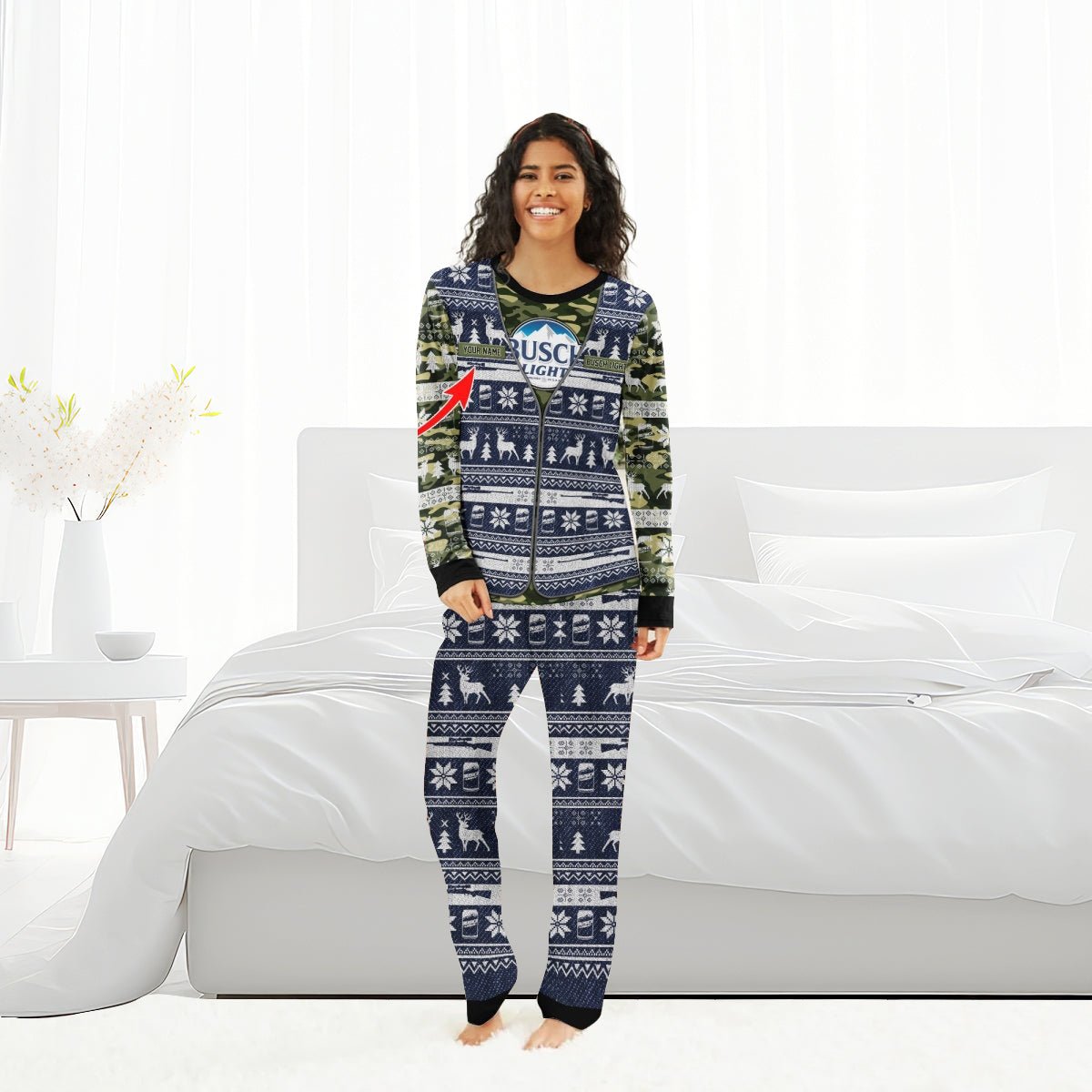 Personalized Busch Light Camo Xmas Family Pajamas Set - Flexiquor.com