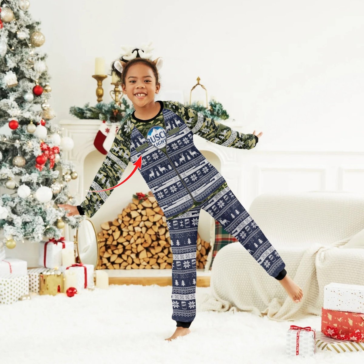 Personalized Busch Light Camo Xmas Family Pajamas Set - Flexiquor.com