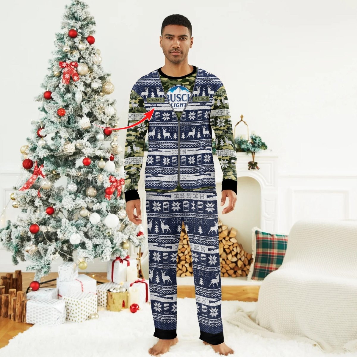 Personalized Busch Light Camo Xmas Family Pajamas Set - Flexiquor.com