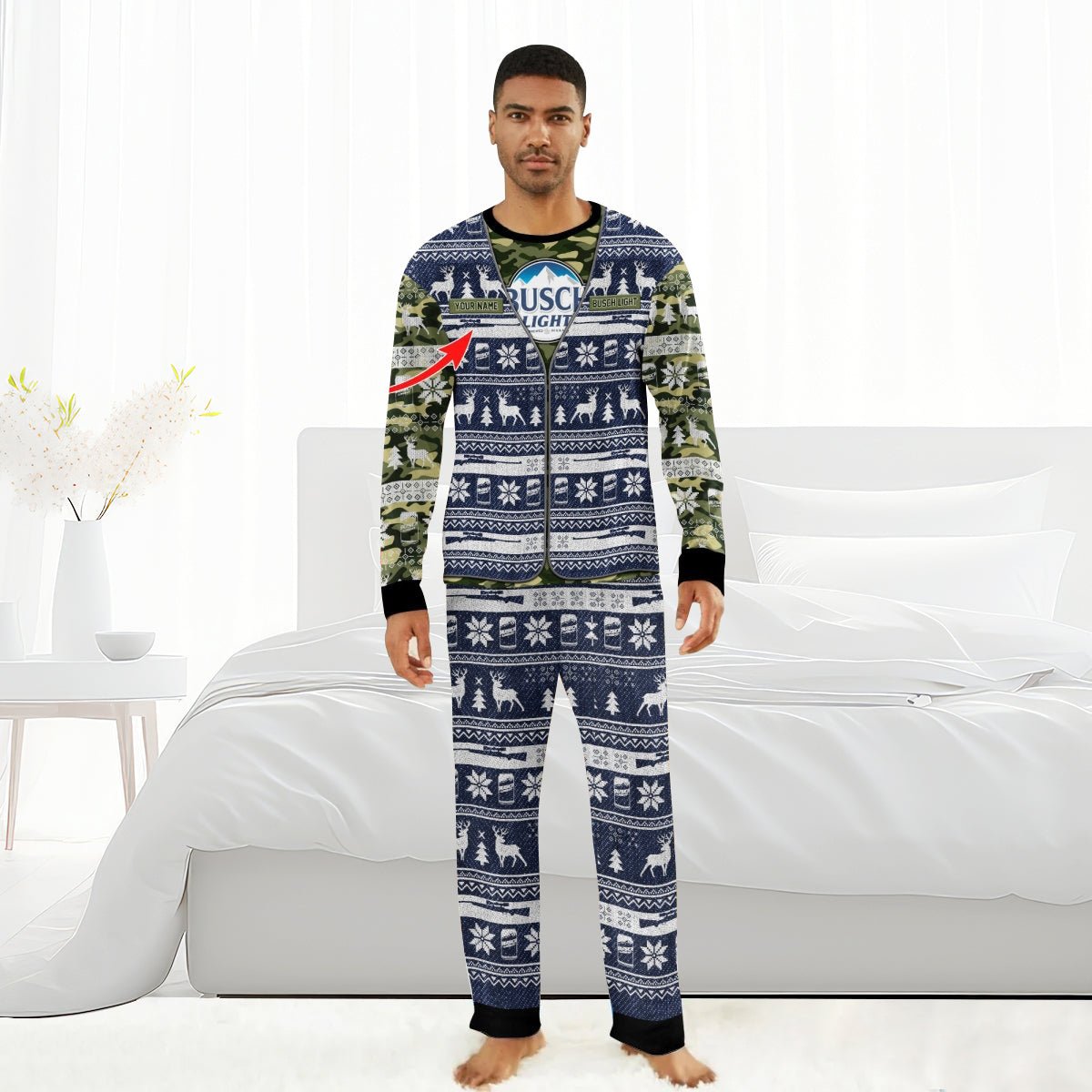 Personalized Busch Light Camo Xmas Family Pajamas Set - Flexiquor.com