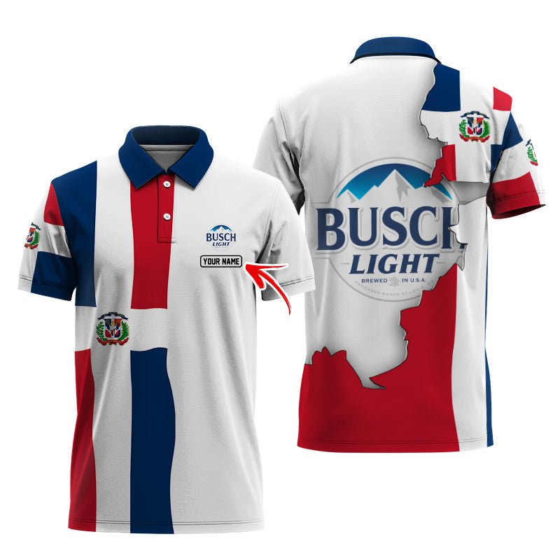 Personalized Busch Light Dominican Colors Polo Shirt - Flexiquor.com