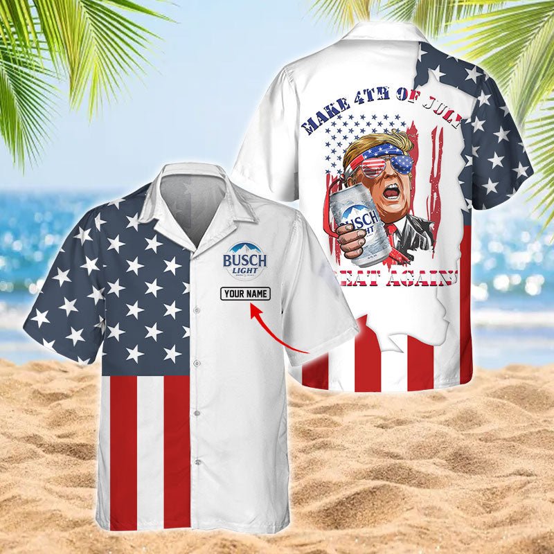 Personalized Busch Light Donal Trump Independence Day Hawaiian Shirt - Flexiquor.com