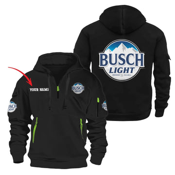 Personalized Busch Light Half Zip Hooded Sweatshirt - Flexiquor.com