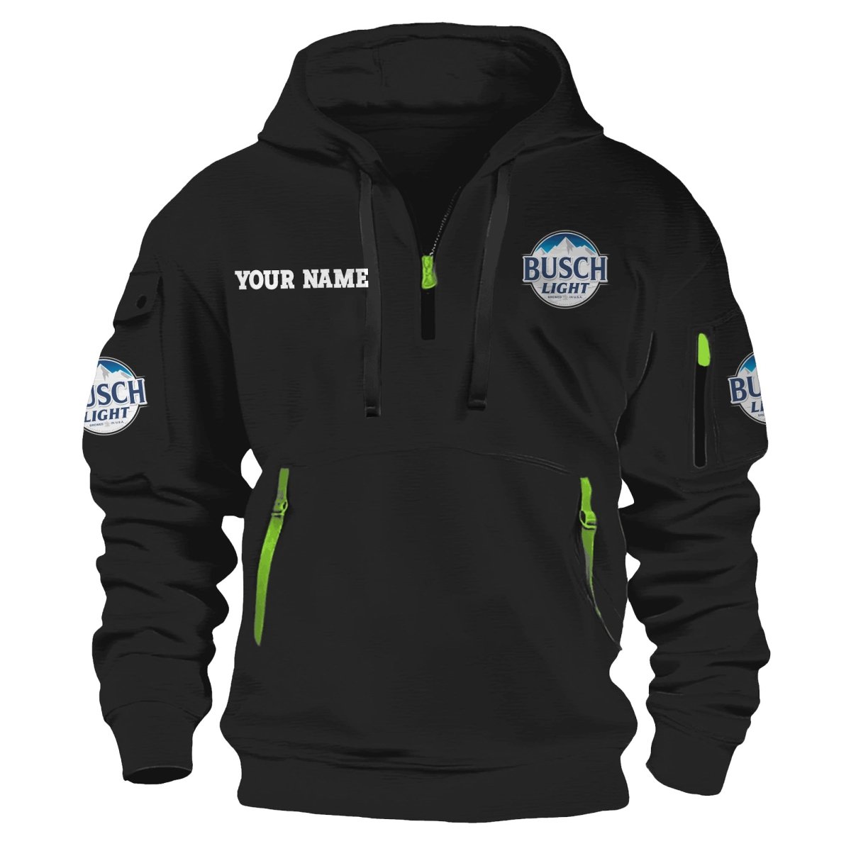 Personalized Busch Light Half Zip Hooded Sweatshirt - Flexiquor.com