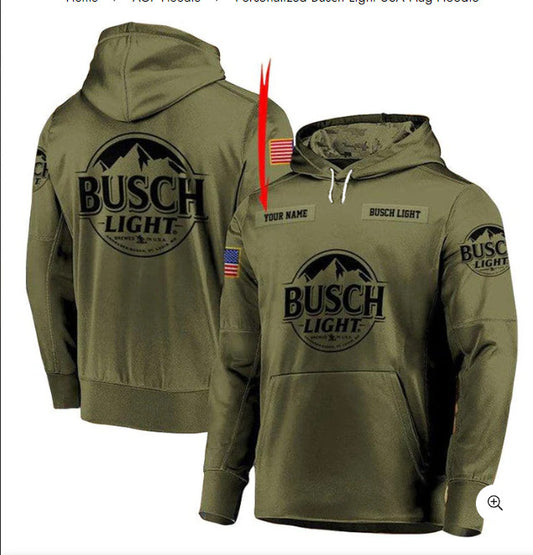 Personalized Busch Light USA Flag Hoodie