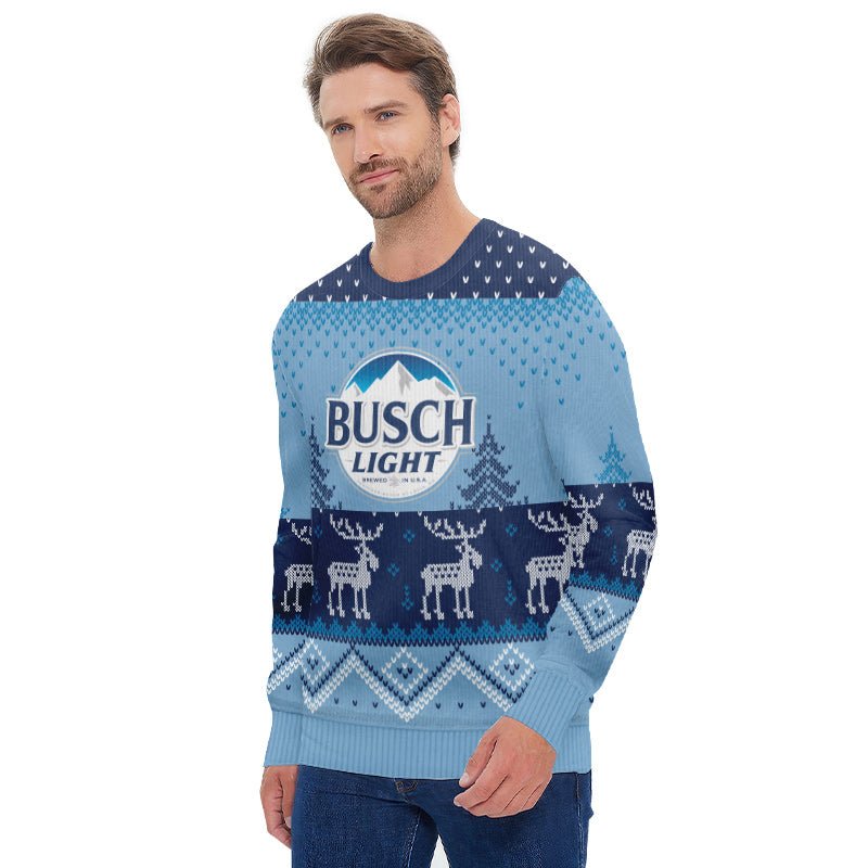 Personalized Busch Light Winter Reindeer Ugly Sweater - Flexiquor.com