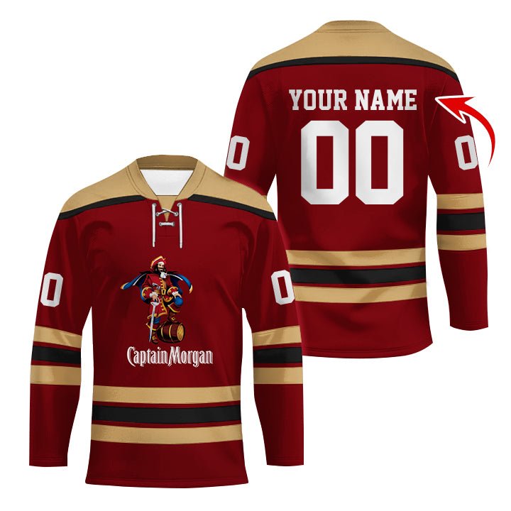 Personalized Captain Morgan Color Stripe Hockey Jersey - Flexiquor.com