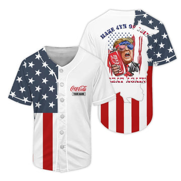 Personalized Coca Cola Donald Trump Independence Day Baseball Jersey - Flexiquor.com