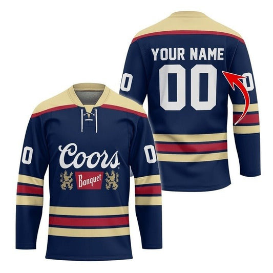 Personalized Coors Banquet Color Stripe Hockey Jersey - Flexiquor.com