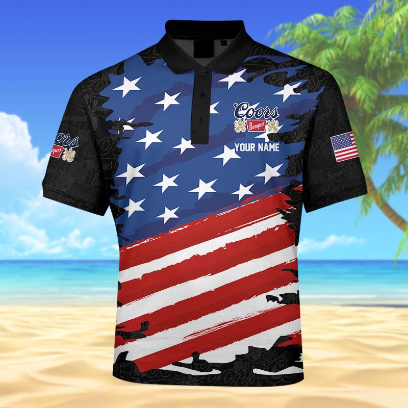 Personalized Coors Banquet Freedom Eagle Polo Shirt - Flexiquor.com