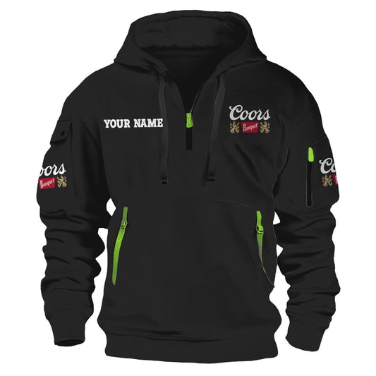 Personalized Coors Banquet Half Zip Hooded Sweatshirt - Flexiquor.com