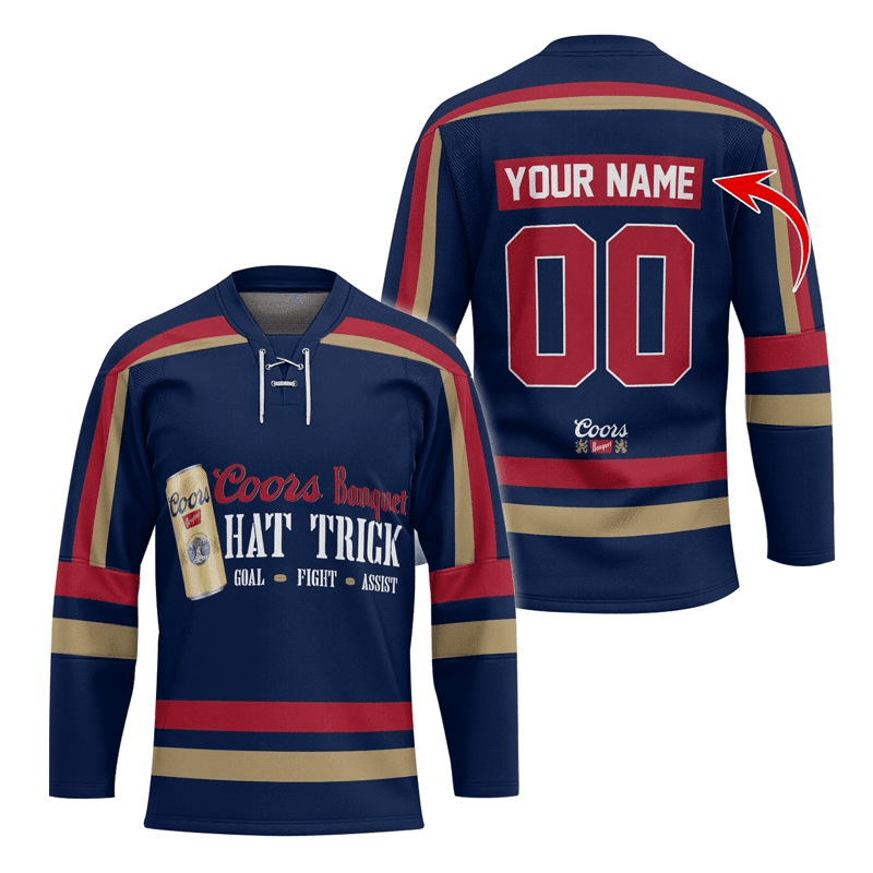 Personalized Coors Banquet Hat Trick Hockey Jersey - Flexiquor.com