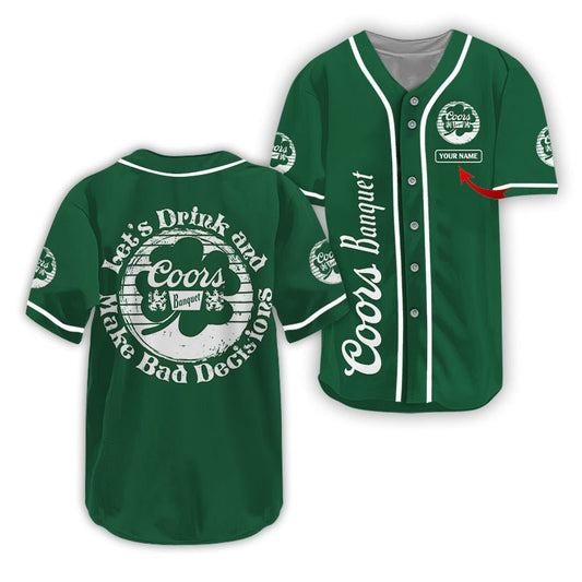 Personalized Coors Banquet St Patrick's Day Baseball Jersey - Flexiquor.com