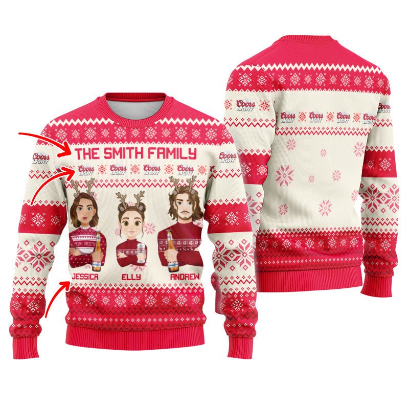 Unique Personalized Family Edition Coors Light Ugly Sweater - Flexiquor.com