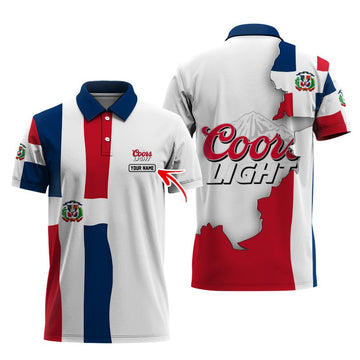 Personalized Coors Light Dominican Colors Polo Shirt - Flexiquor.com