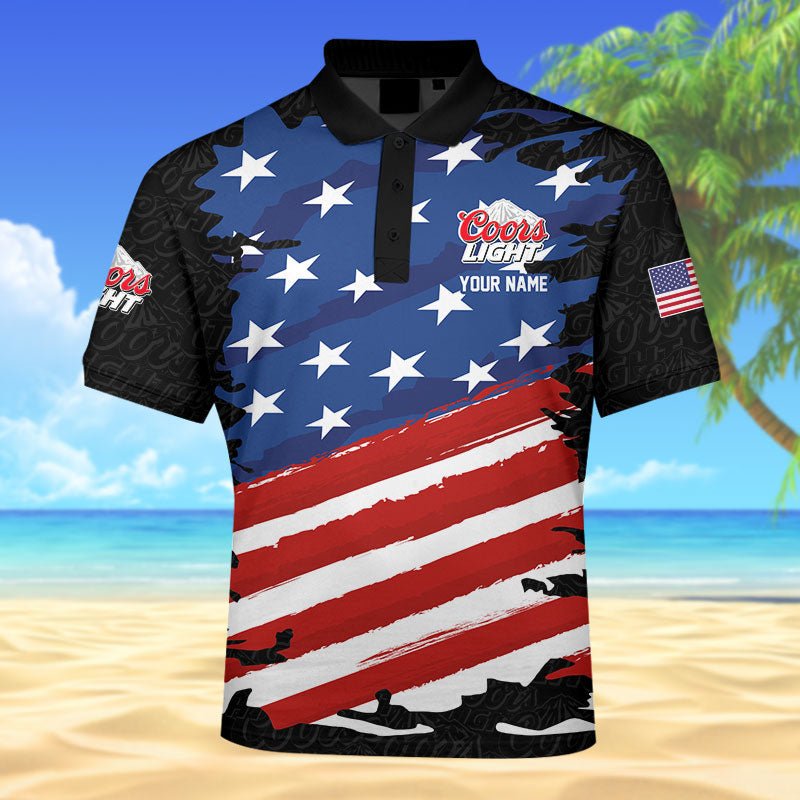 Personalized Coors Light Freedom Eagle Polo Shirt - Flexiquor.com