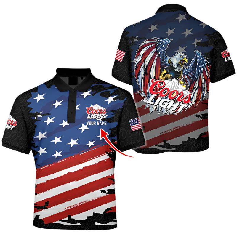 Personalized Coors Light Freedom Eagle Polo Shirt - Flexiquor.com