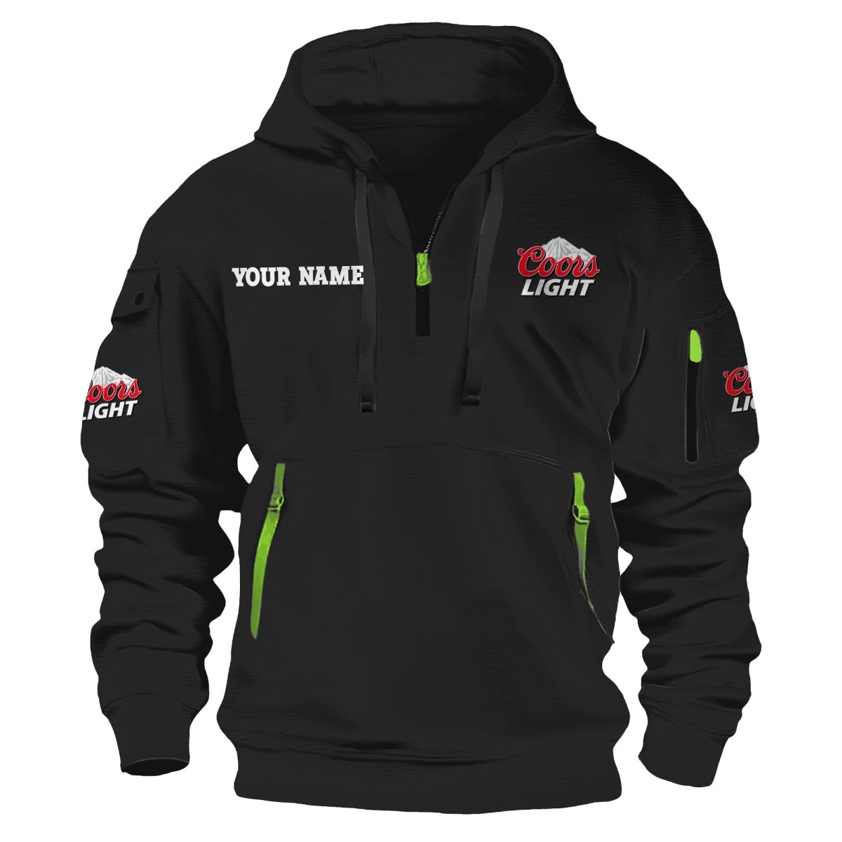 Personalized Coors Light Half Zip Hooded Sweatshirt - Flexiquor.com