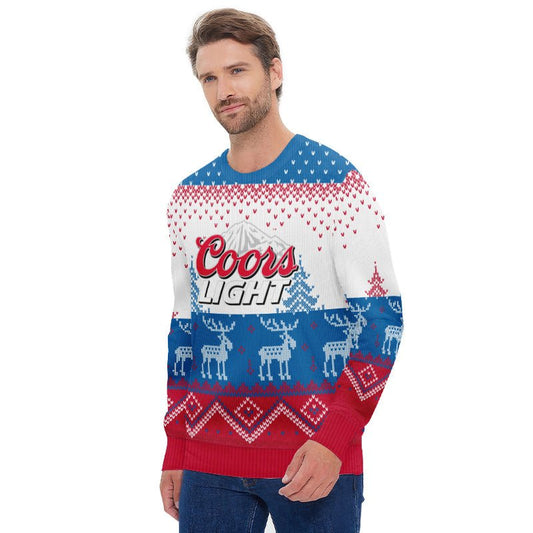 Personalized Coors Light Winter Reindeer Ugly Sweater - Flexiquor.com