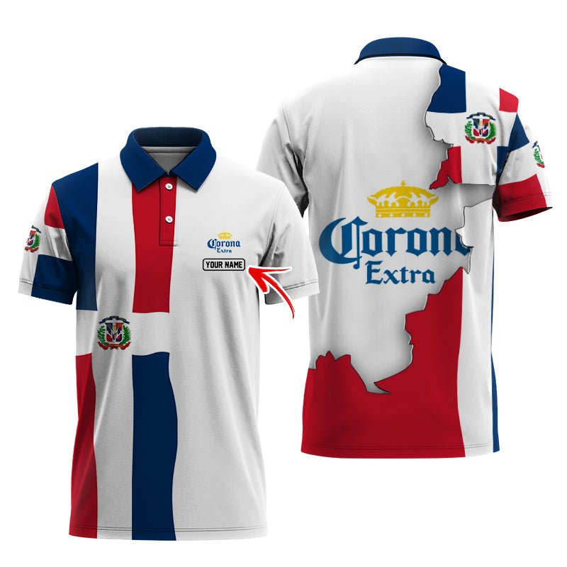 Personalized Corona Extra Dominican Colors Polo Shirt - Flexiquor.com