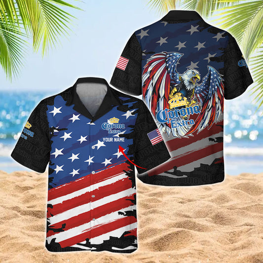 Personalized Corona Extra Freedom Eagle Hawaiian Shirt