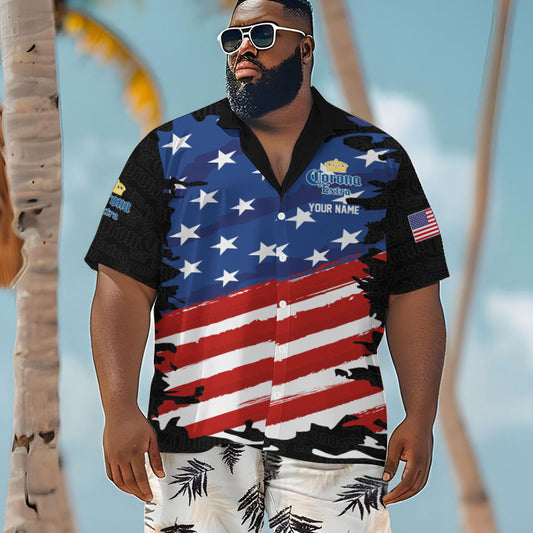 Personalized Corona Extra Freedom Eagle Men's Plus Size Hawaiian Shirt