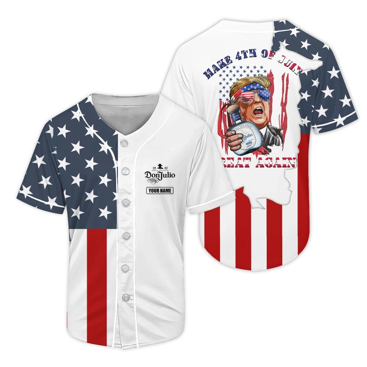 Personalized Don Julio Donald Trump Independence Day Baseball Jersey - Flexiquor.com