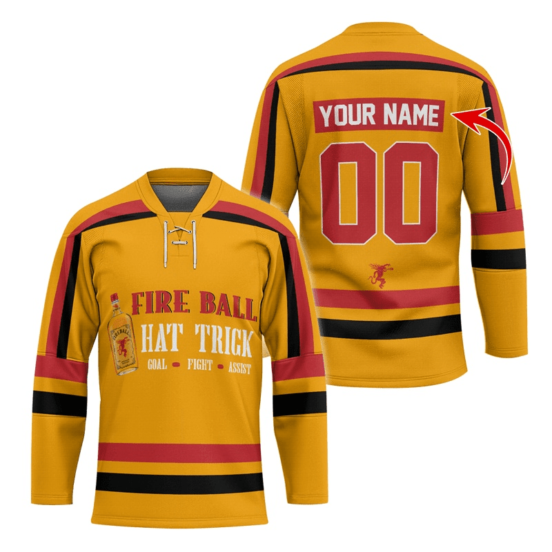 Personalized Fireball Hat Trick Hockey Jersey - Flexiquor.com