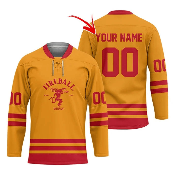 Personalized Fireball Stripe Hockey Jersey - Flexiquor.com