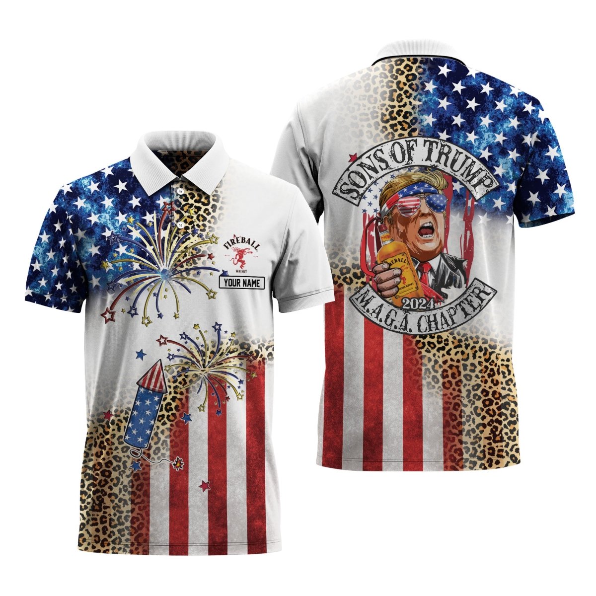 Personalized Fireball Trump M.A.G.A Chapter Polo Shirt - Flexiquor.com