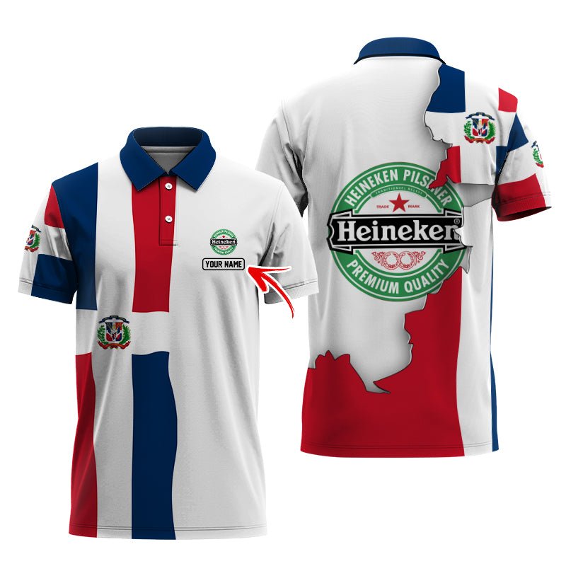 Personalized Heineken Dominican Colors Polo Shirt - Flexiquor.com