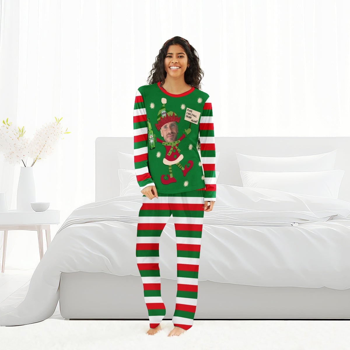 Personalized Face Heineken Make Christmas Drink Again Family Pajamas Set - Flexiquor.com