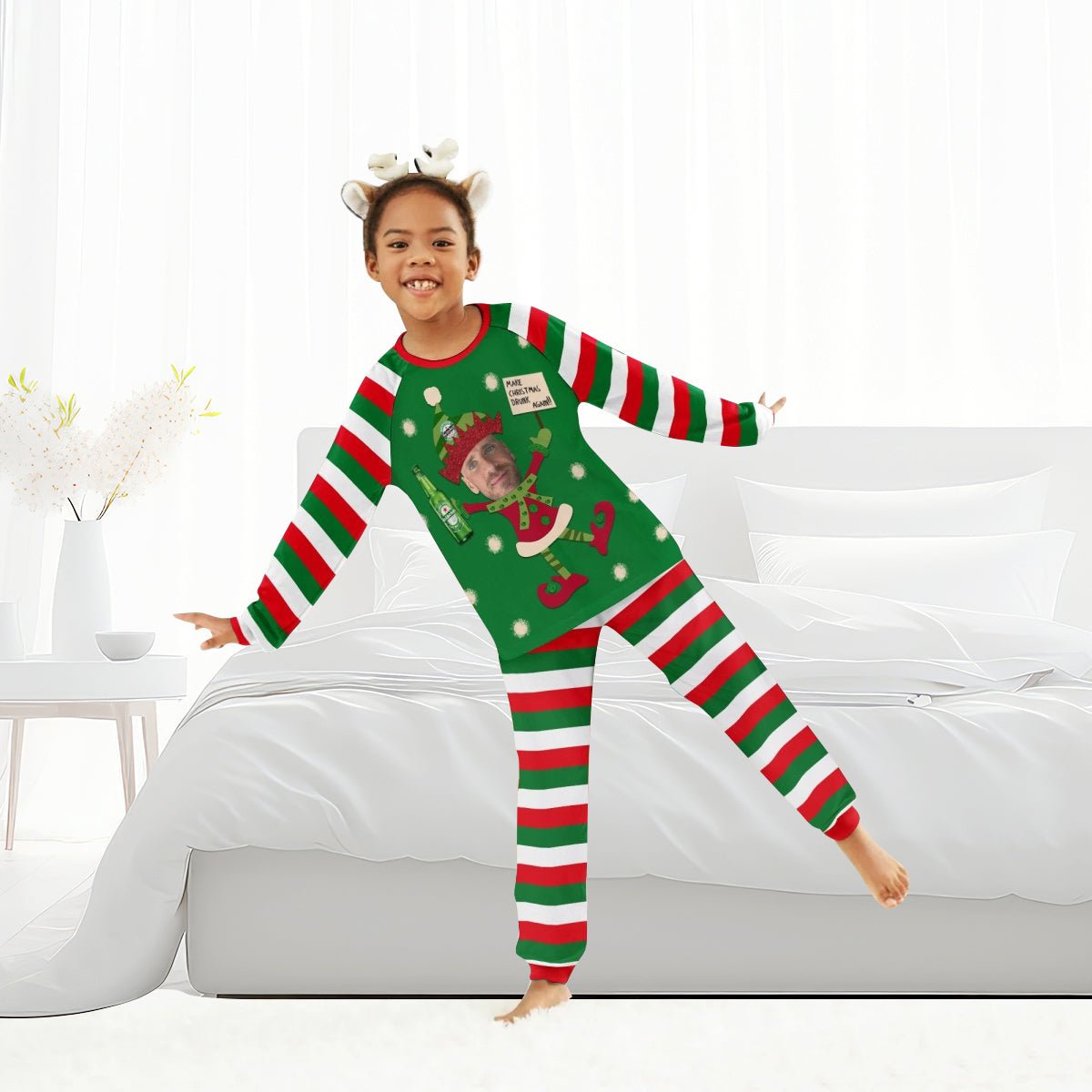 Personalized Face Heineken Make Christmas Drink Again Family Pajamas Set - Flexiquor.com