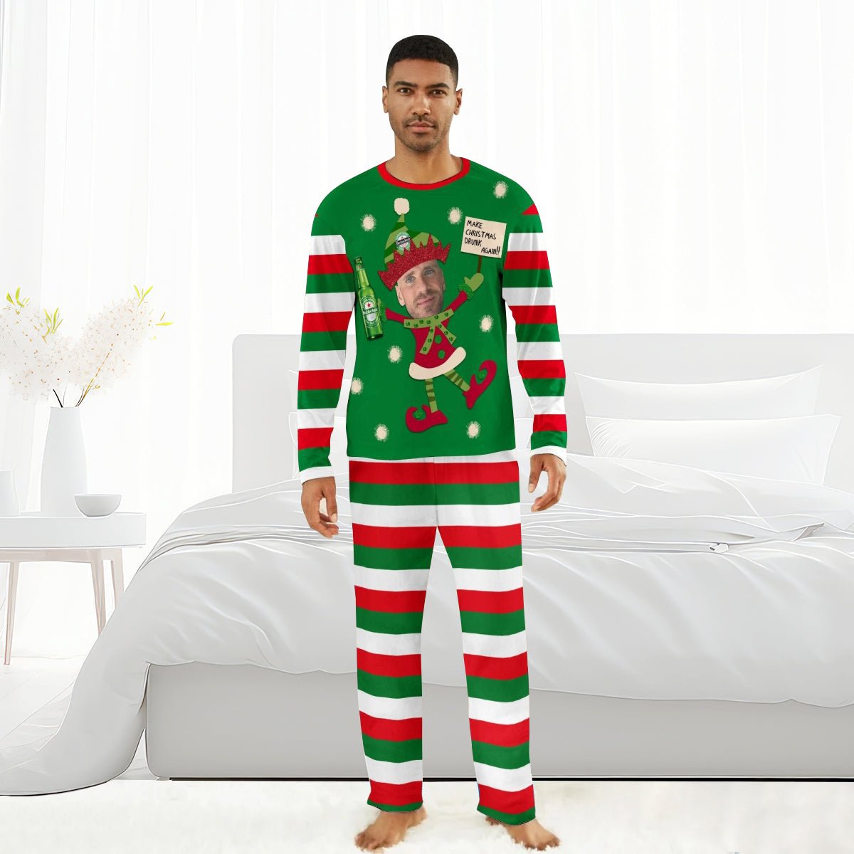 Personalized Face Heineken Make Christmas Drink Again Family Pajamas Set - Flexiquor.com