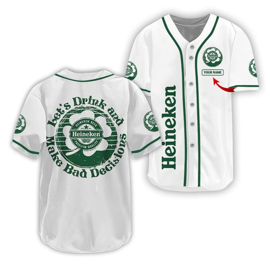 Personalized Heineken St Patrick's Day Baseball Jersey - Flexiquor.com