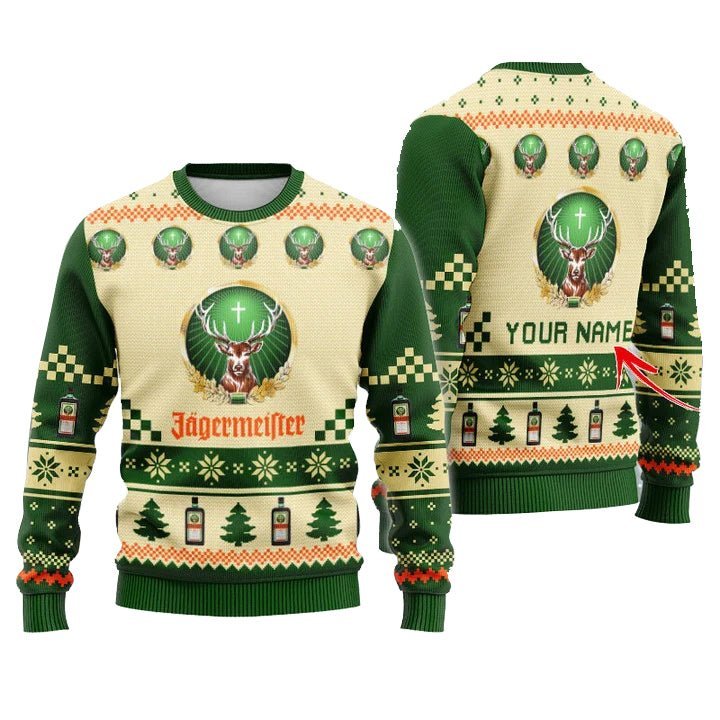 Personalized Jagermeister Christmas Star Ugly Sweater - Flexiquor.com