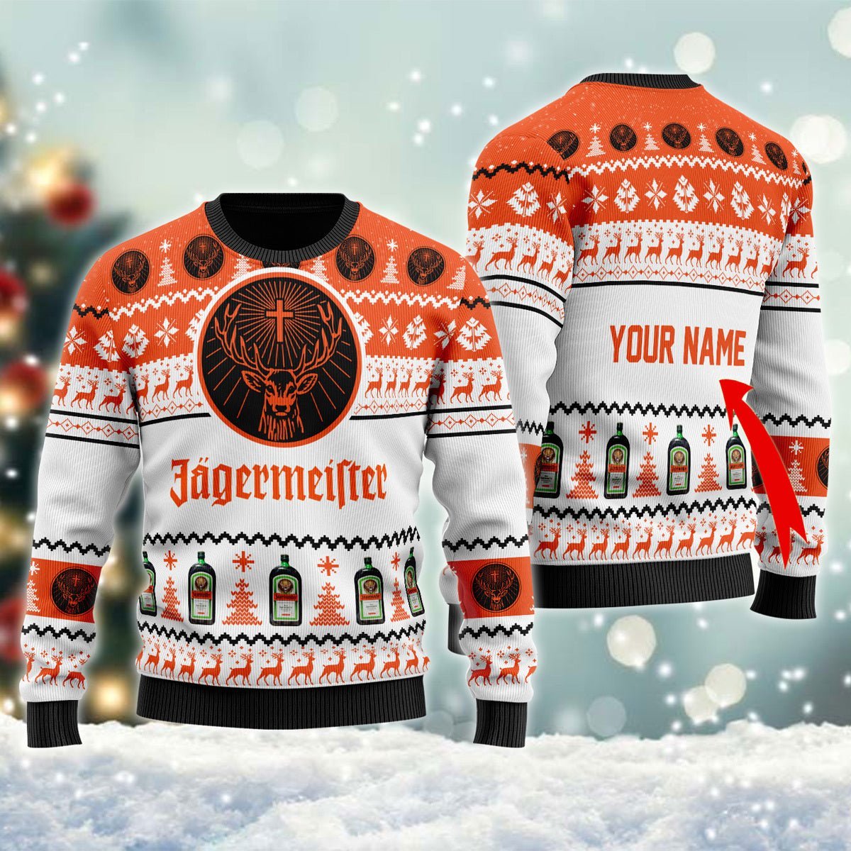 Personalized Jagermeister Christmas Ugly Sweater - Flexiquor.com