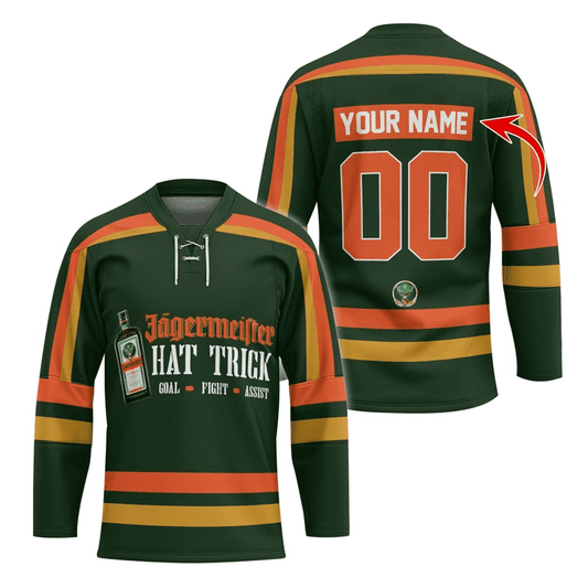 Personalized Jagermeister Hat Trick Hockey Jersey - Flexiquor.com