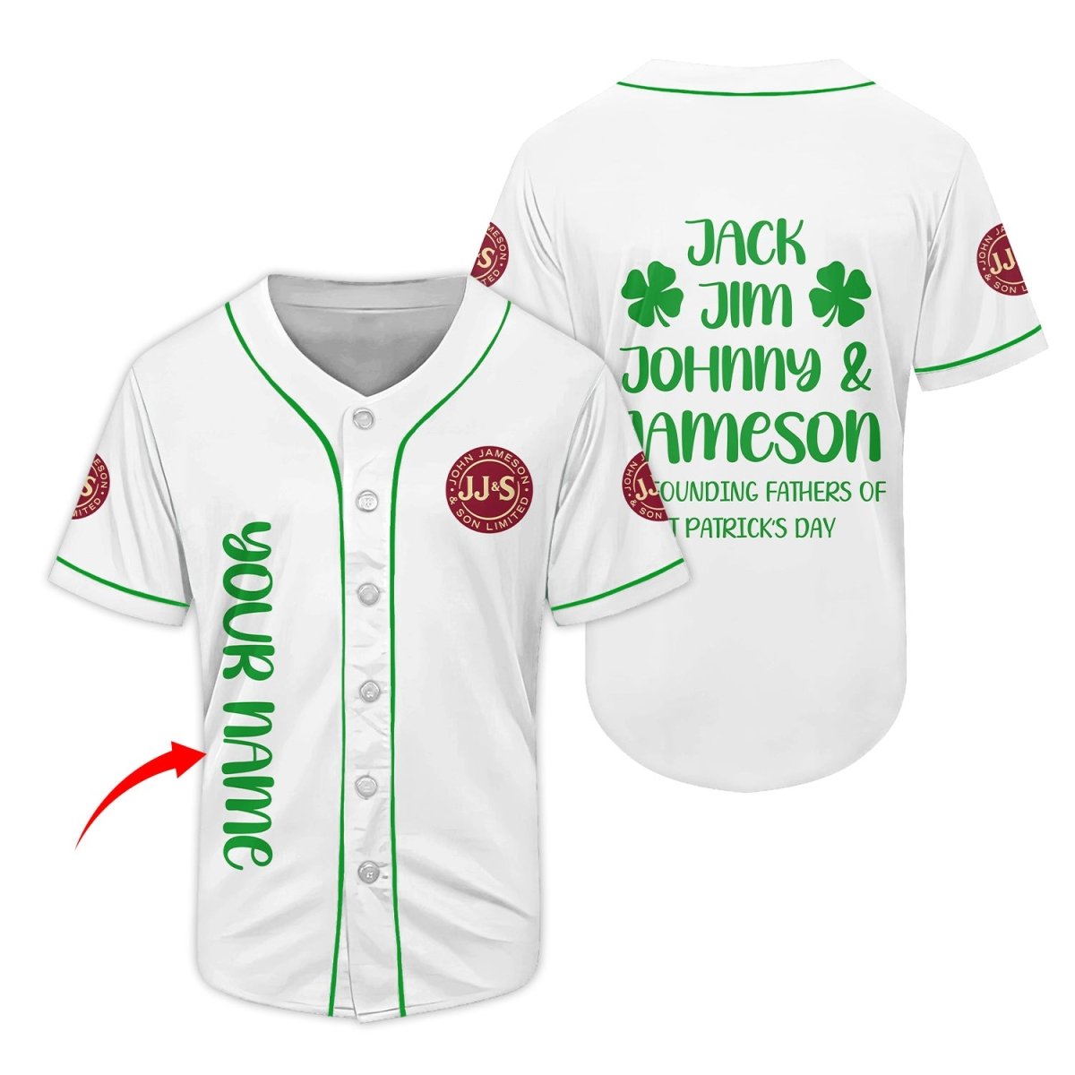 Personalized Jameson Jack Jim Johnny Baseball Jersey - Flexiquor.com