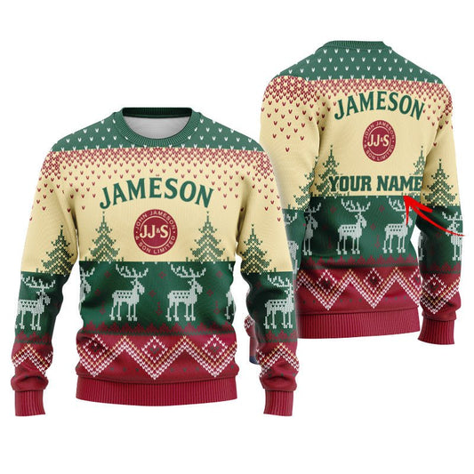 Personalized Jameson Winter Reindeer Ugly Sweater - Flexiquor.com